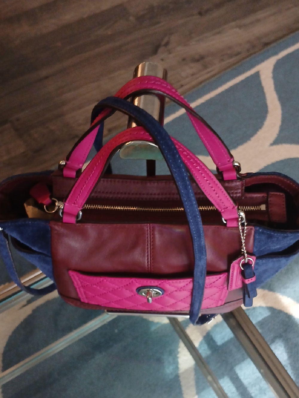 Coach Park Colorblock Leather And Suede Crossbody Satchel - Picture 2 of 9